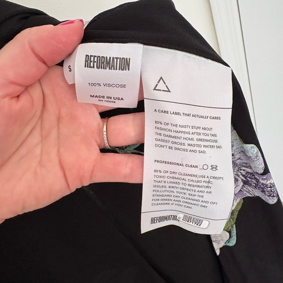 Reformation Black Lilac Floral Carina Midi Wrap Tie Dress Size Small - Picture 6 of 7